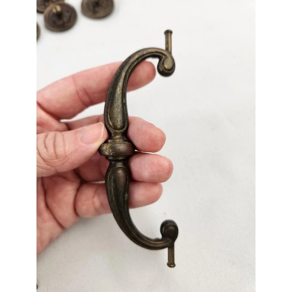 6 Vintage Keeler Brass Company KBC Drawer Pulls Handles 502 Drop Bail Drawer